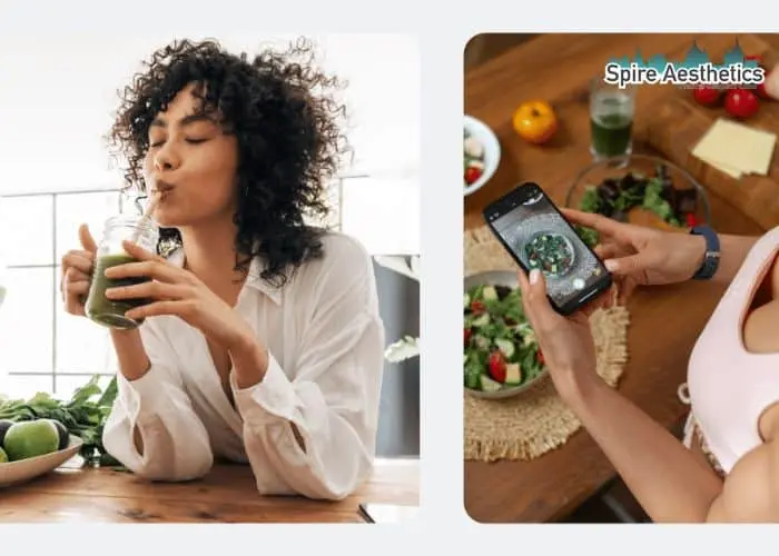 Image of woman looking into her diet and fat freezing Iver to improve her health
